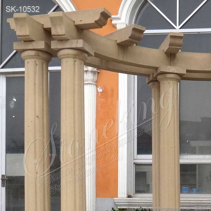 Outdoor Beige Marble Backyard Pavilion Gazebo with columns for home or garden decor for sale