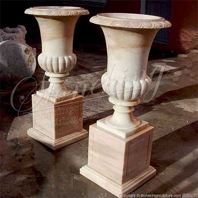Classic Natural Marble Outdoor Garden Planter Flower Pots for home decor for sale 