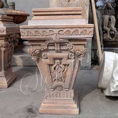 Hand Carved Solid Marble Outdoor Garden Pedestal Base for Statue or Planter for sale