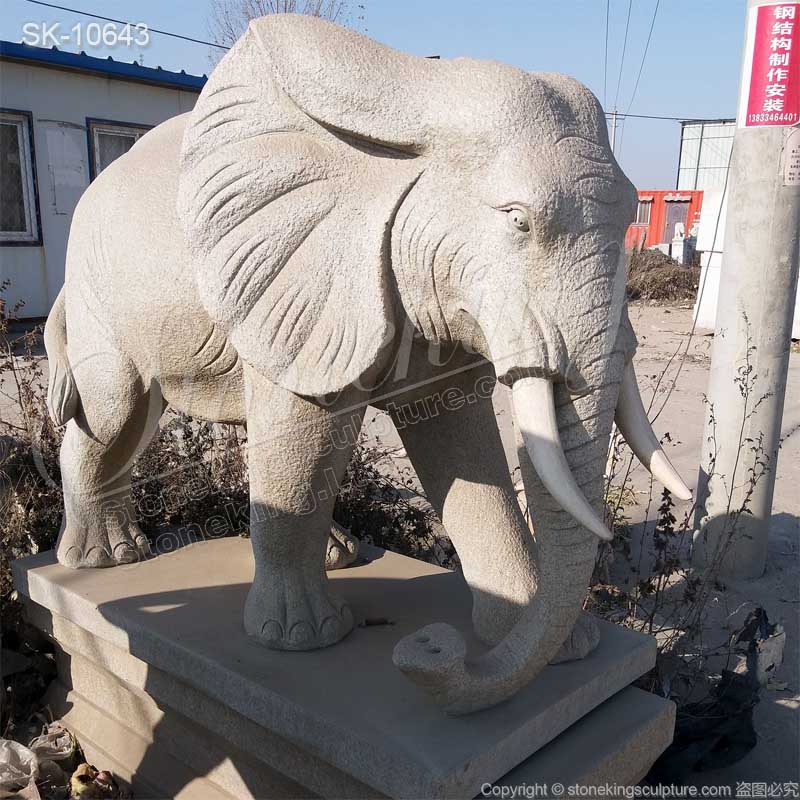 Wholesale Outdoor Large Granite Stone Elephant Statue for Garden Decor for sale 