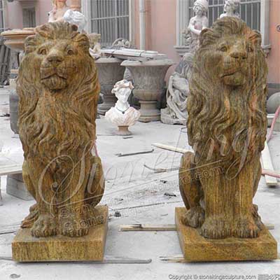  Factory Price Cheap Natural Marble Garden Lion Statues for Outside House for sale 