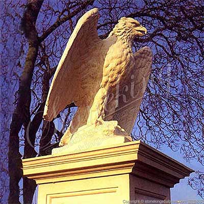 Manufacturer Hand Carved Natural Marble Eagle Statue for Outdoor Garden for sale 