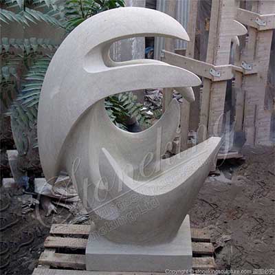 Modern Natural White Marble Abstract Sculpture Art for Garden Ornaments for sale 