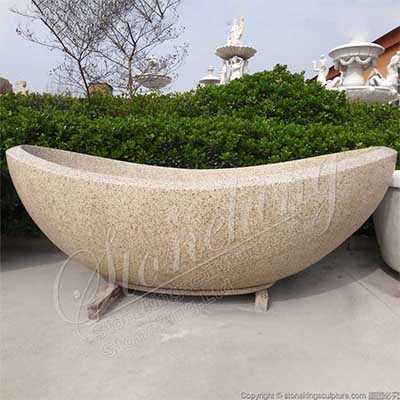 Factory Supplier Natural Stone Oval Freestanding Solid Granite Bathtub for sale 