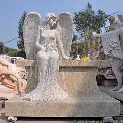 Manufacturer Granite Headstone of Cemetery Angel Statue for Gravesite for sale 