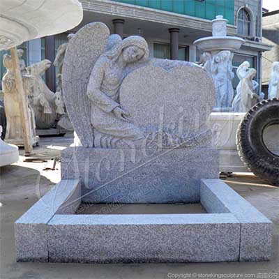 Factory Direct Supply Kerb Memorial of Granite Tombstone with Angel Statue for sale