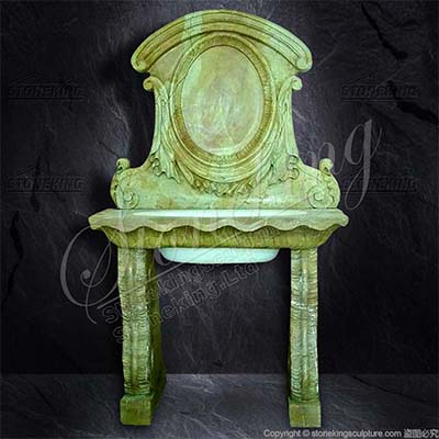  Hand Carved Custom Marble Sink with Pedestals and Backsplash for Bathroom for sale