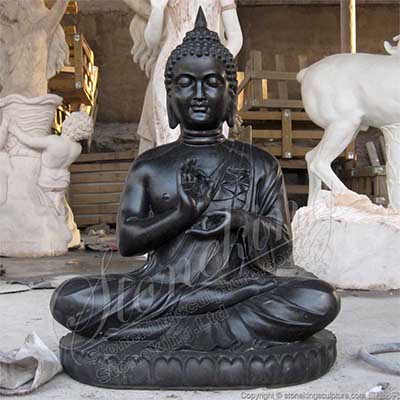 Manufacturer Solid Marble Black Buddha Statue for Outdoor Garden and Home Decor for sale 