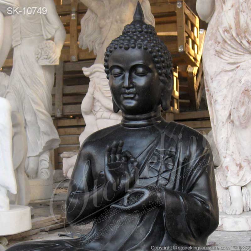 Manufacturer Solid Marble Black Buddha Statue for Outdoor Garden and Home Decor for sale 