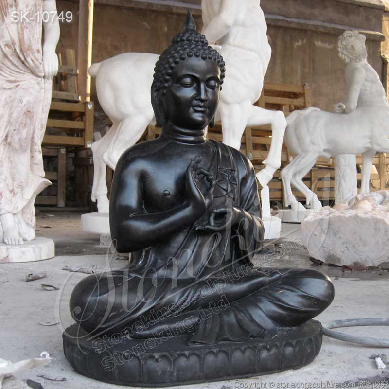 Manufacturer Solid Marble Black Buddha Statue for Outdoor Garden and Home Decor for sale 