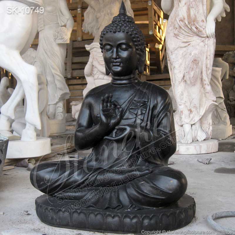 Manufacturer Solid Marble Black Buddha Statue for Outdoor Garden and Home Decor for sale 