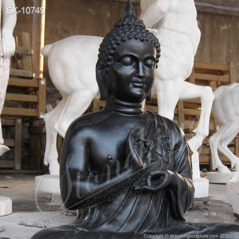 Manufacturer Solid Marble Black Buddha Statue for Outdoor Garden and Home Decor for sale 