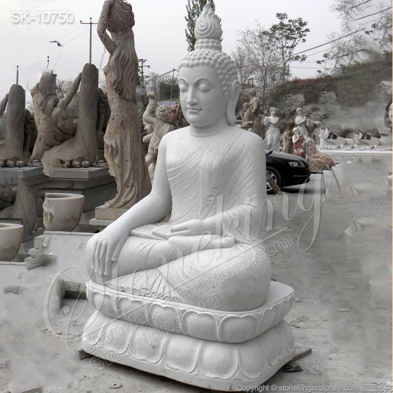 Wholesale Hand Carved White Marble Outdoor Buddha Statue for Garden and Home Decor