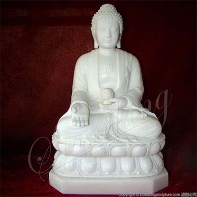 Factory Price Solid White Marble Stone Buddha Statue for Garden and Home Decor for sale 
