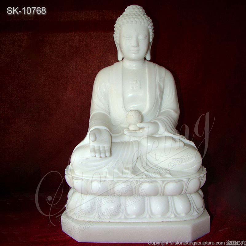 Factory Price Solid White Marble Stone Buddha Statue for Garden and Home Decor for sale 