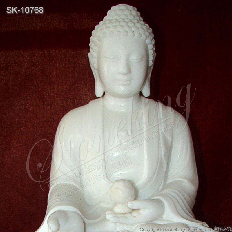 Factory Price Solid White Marble Stone Buddha Statue for Garden and Home Decor for sale 