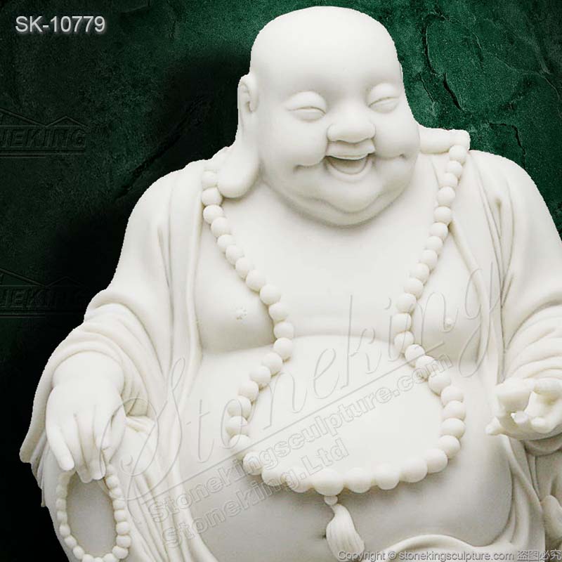 Manufacturer Hand Carved White Marble Laughing Fat Buddha Statue for Home Decor for sale 