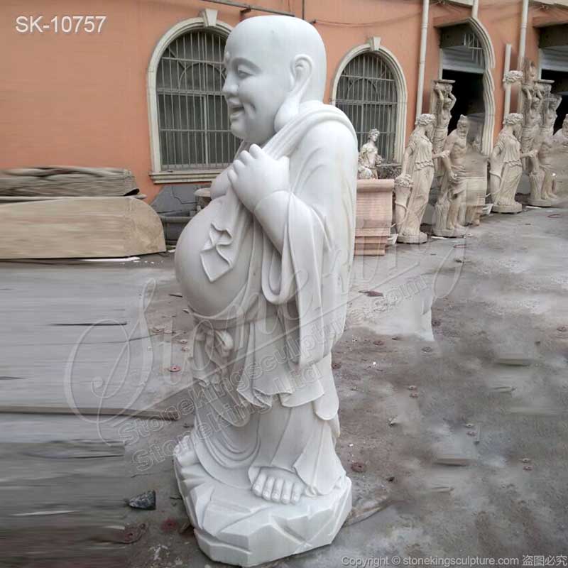 Wholesale Hand Carved Solid Marble Smiling Buddha Statue Figurine for Outdoor decor for sale