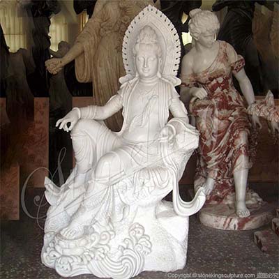 Factory Price White Marble Female Buddha Guan Yin Garden Statue for Outdoor and Indoor Decor for sale 