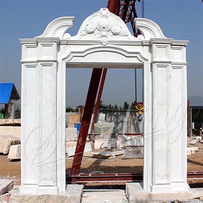 Manufacturer Large Solid White Marble Doorway for Outdoor Entrance Decoration for sale 