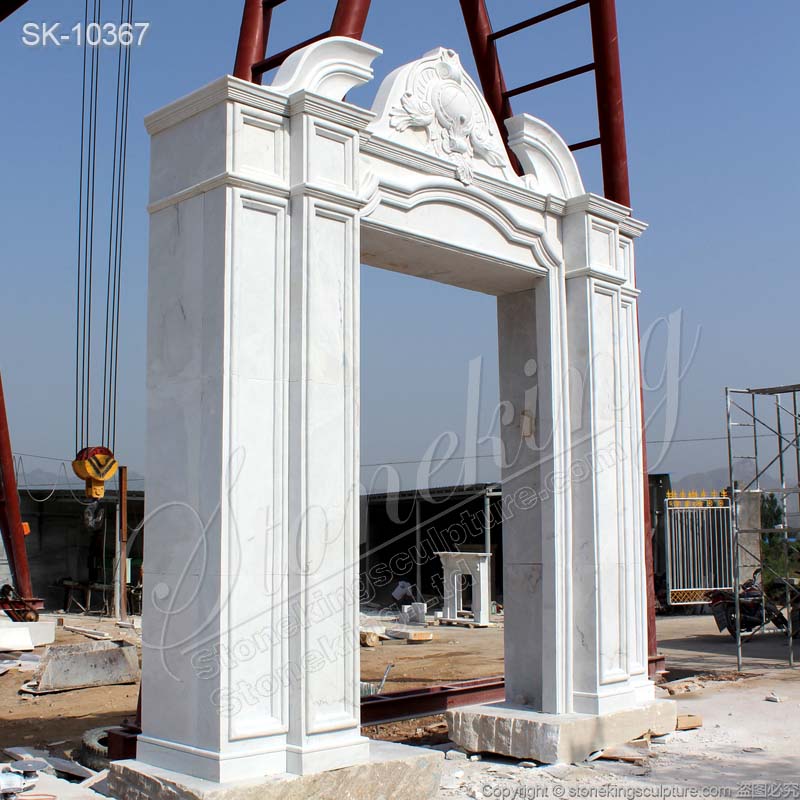 Manufacturer Large Solid White Marble Doorway for Outdoor Entrance Decoration for sale 