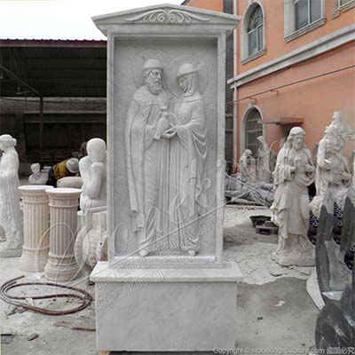 Manufacturer Religious Marble Low Relief Sculpture of Peter and Fevronia Carving for sale
