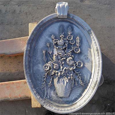 Hand Carved Solid Marble Floral Wall Relief Art Sculpture for Outdoor and Home Decor for sale 