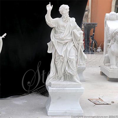 Factory Supplier White Marble Catholic Saint Paul Statue of the Apostle for Church for sale 