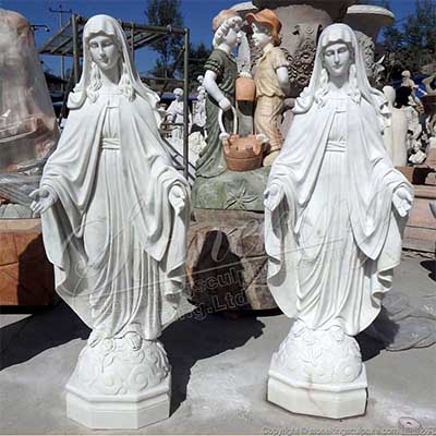 Manufacturer Life Size White Marble Virgin Mary Statue for Outdoor and Indoor Decor for sale 
