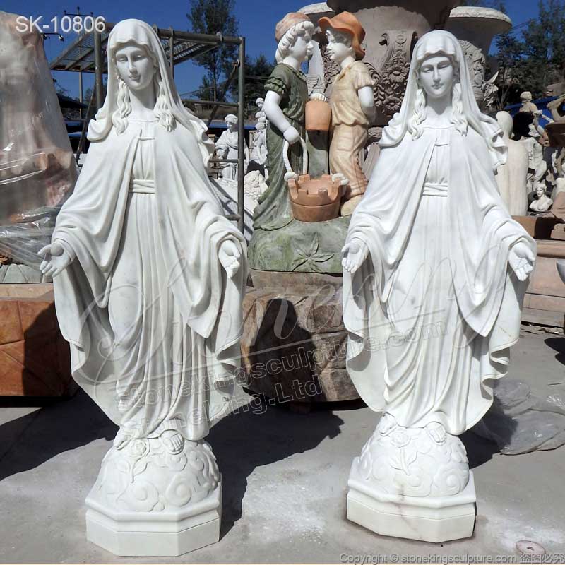 Manufacturer Life Size White Marble Virgin Mary Statue for Outdoor and Indoor Decor for sale 