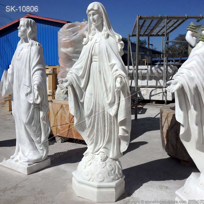 Manufacturer Life Size White Marble Virgin Mary Statue for Outdoor and Indoor Decor for sale 