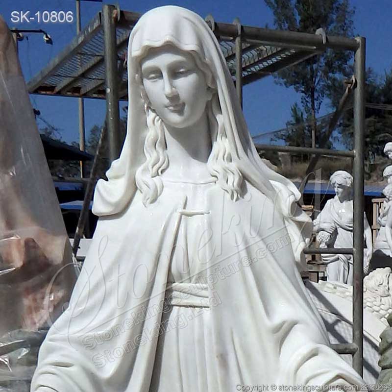 Manufacturer Life Size White Marble Virgin Mary Statue for Outdoor and Indoor Decor for sale 