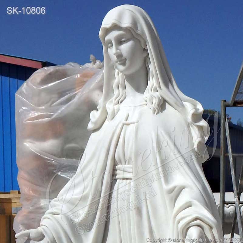 Manufacturer Life Size White Marble Virgin Mary Statue for Outdoor and Indoor Decor for sale 