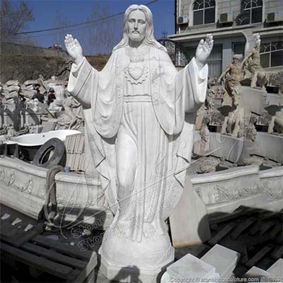 Religious Hand Carved Life Size Marble Jesus Christ Statue for Church and Home for sale 