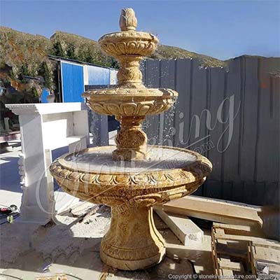 Manufacturer Travertine Stone 3 Tier Fountain for Outdoor Garden and Backyard for sale