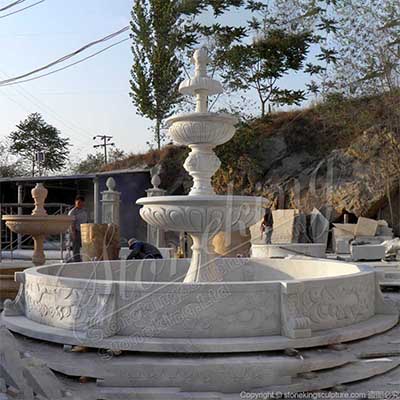 Factory Supply Large White Marble Tiered Water Fountain for Outdoor Garden for sale