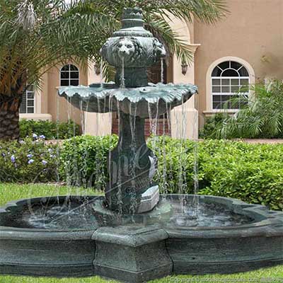 High Quality Green Marble Lion Head Water Fountain for Outdoor Garden or Patio for sale 