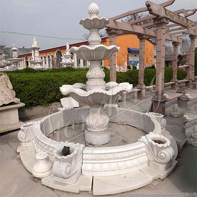 Outdoor Large White Marble 3 Tier Garden Fountain for Landscaping for sale 