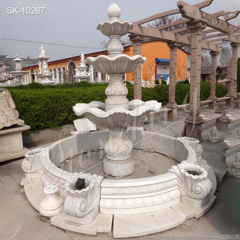 Outdoor Large White Marble 3 Tier Garden Fountain for Landscaping for sale 