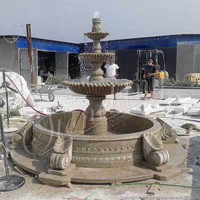 Manufacturer Three Tier Solid Granite Water Fountain for Outdoor Landscaping for sale 