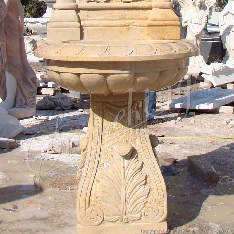 Factory Price Outdoor Yellow Marble Lion Wall Fountain for Garden and Patio for sale 