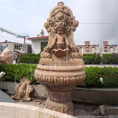 High Quality Yellow Marble Decorative Wall Fountain for Outdoor Garden and Patio for sale 
