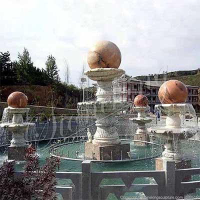 High Quality Outdoor Solid Marble Sphere Water Fountain for Garden and Park Decor for sale 
