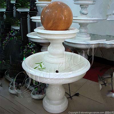 Manufacturer Solid White Marble Small Sphere Fountain for Outdoor Garden and Indoor Decoration for sale