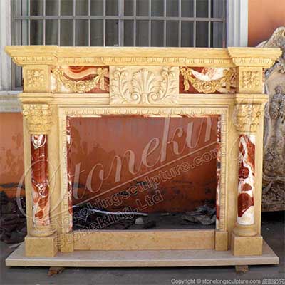 Manufacturer Hand Carved Marble Decorative Fireplace Surround with Columns for sale