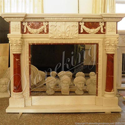 High Quality Solid Marble Victorian Fireplace Surround with Corinthian Columns for sale 